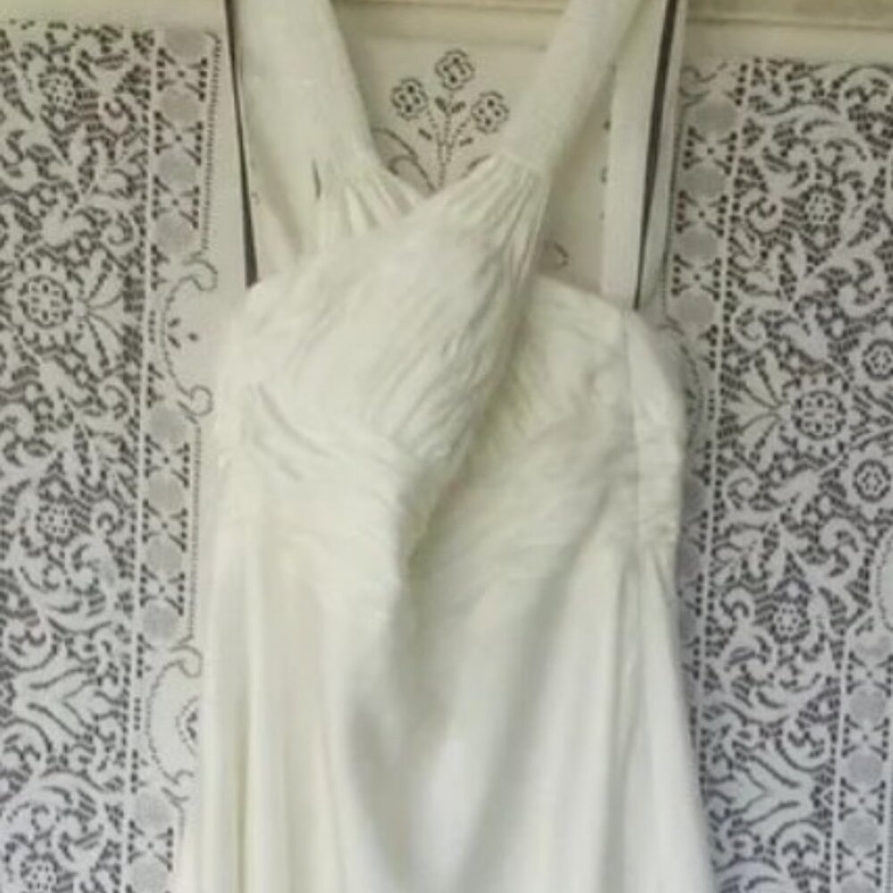 Calvin Klein Long Ivory Satin Gown w/embellished straps Size: 10 NWT - Picture 4 of 8
